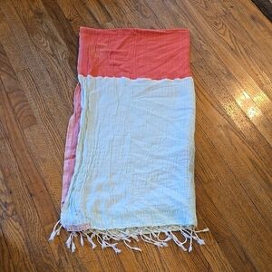 Fouta Harissa Coral and White Turkish Towel